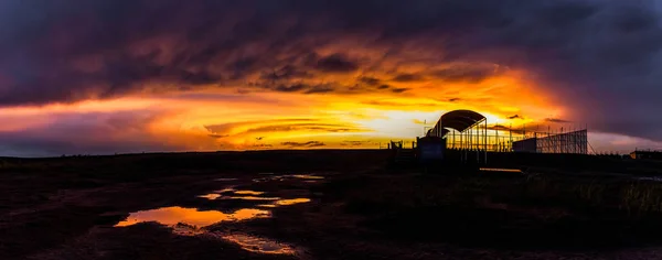 Vista Das Nuvens Deslumbrantes Sobre Deserto Cidade Ordos Noroeste Mongólia — Fotografia de Stock