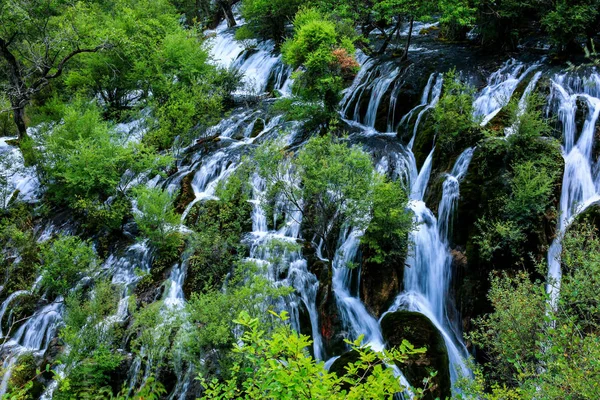 Vista Cachoeira Shuzheng Montante Recuperando Sua Beleza Vale Jiuzhaigou Após — Fotografia de Stock