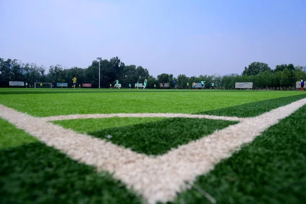 View Outdoor Football Pitch Tie Number Football Park Shenyang City — стоковое фото