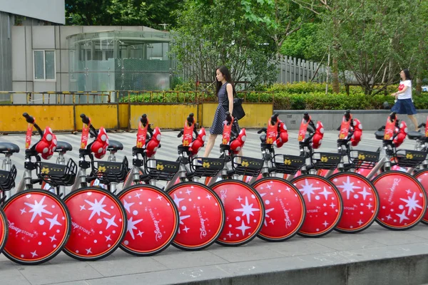 Las Bicicletas Temáticas Minnie Mouse Del Servicio Chino Para Compartir — Foto de Stock