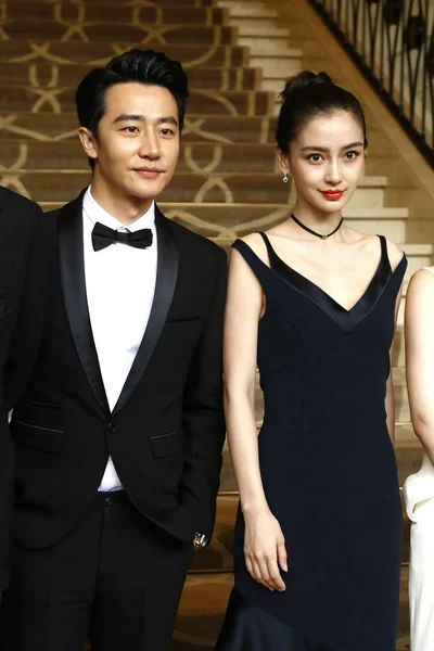 Actriz Hong Kong Angelababy Derecha Actor Chino Huang Xuan Posan — Foto de Stock