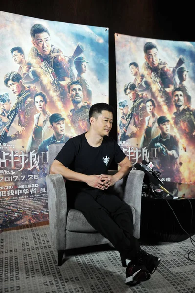 Chinees Acteur Regisseur Jing Woont Een Interview Voor Zijn Film — Stockfoto