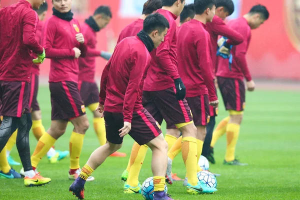 Игроки Сборной Китая Футболу Принимают Участие Тренировочной Сессии Матча Раунда — стоковое фото