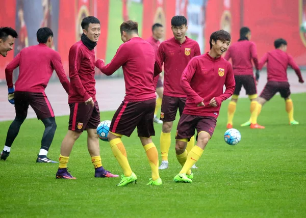 Παίκτες Της Ομάδας Ποδοσφαίρου Της Κινεζικής Εθνικής Ανδρών Λάβουν Μέρος — Φωτογραφία Αρχείου