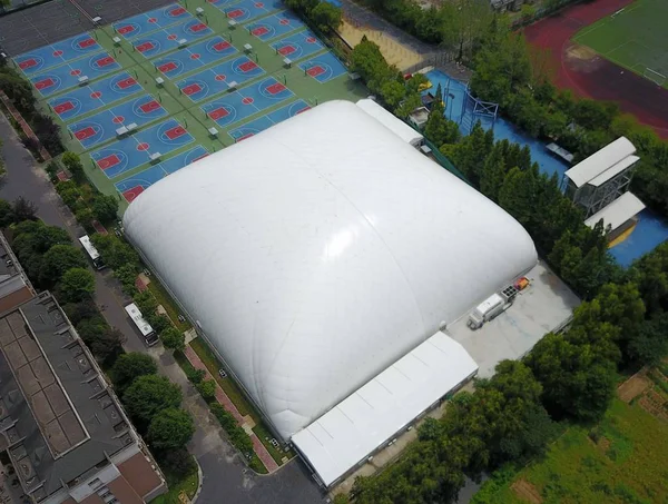 Vista Aérea Estádio Coberto Sem Fumaça Abobadado Universidade Zhejiang Cidade — Fotografia de Stock