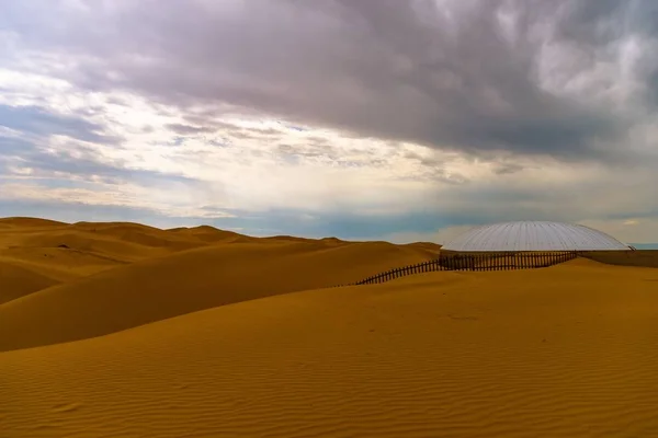 Manzara Kum Tepeleri Islık Dune Bay Kubuqi Çölde Dalad Ordos — Stok fotoğraf