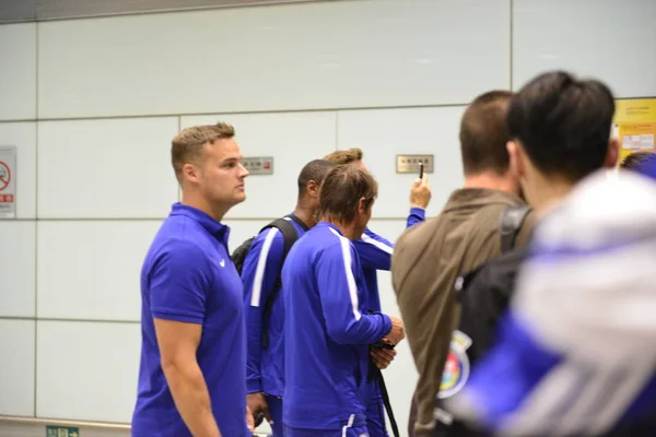 Jugadores Personal Técnico Del Chelsea Muestran Después Llegar Aeropuerto Internacional — Foto de Stock