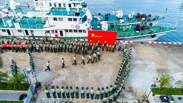 Policiais Guarda Costeira China Ccg Participam Exercício Antiterrorista Para Celebrar — Fotografia de Stock