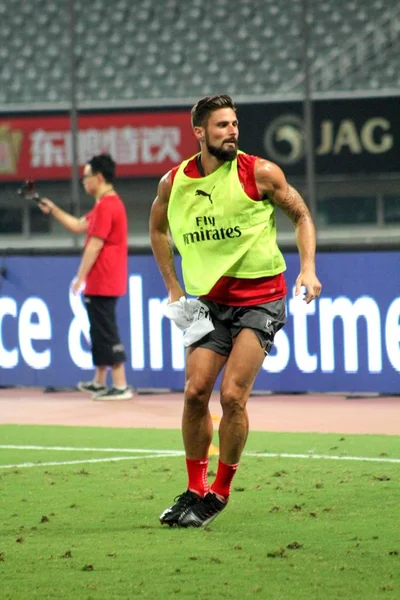 Jogador Futebol Francês Olivier Giroud Arsenal Participa Uma Sessão Treinamento — Fotografia de Stock