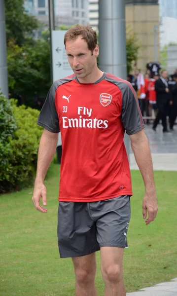 Giocatore Calcio Ceco Petr Cech Dell Arsenal Raffigurato Dopo Una — Foto Stock