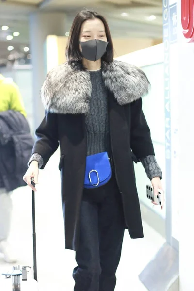 Chinese Actress Model Juan Arrives Beijing Capital International Airport Departure — Stock Photo, Image