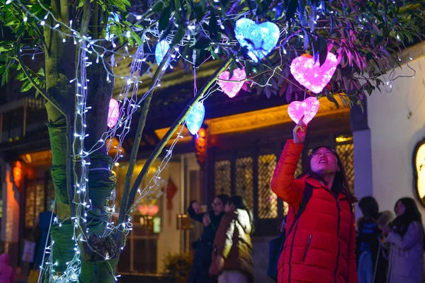 Linternas Colores Decoraciones Para Celebrar Próximo Año Nuevo Lunar Chino — Foto de Stock