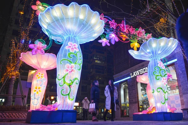 Lanternas Coloridas Decorações Para Celebrar Próximo Ano Novo Lunar Chinês — Fotografia de Stock