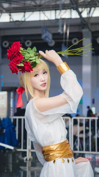 Μια Cosplayer Θέτει Κατά Διάρκεια Της Hangzhou Cosplay Πολιτιστικό Φεστιβάλ — Φωτογραφία Αρχείου