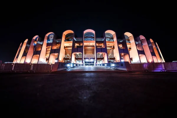 Mohammed Bin Zayed Stadion Těžištěm 2019 Asie Fotbale Osvětlena Světly — Stock fotografie