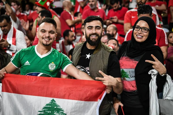 Tifosi Del Libano Tifano Nazionale Libanese Calcio Nella Partita Coppa — Foto Stock