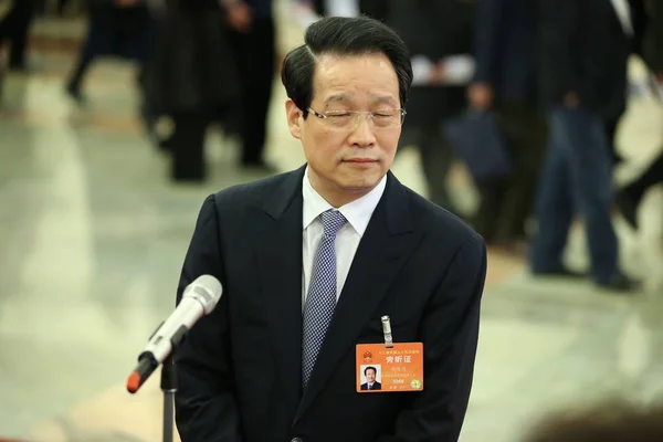 Xiang Junbo Entonces Presidente Comisión Reguladora Seguros China Circ Entrevistado —  Fotos de Stock