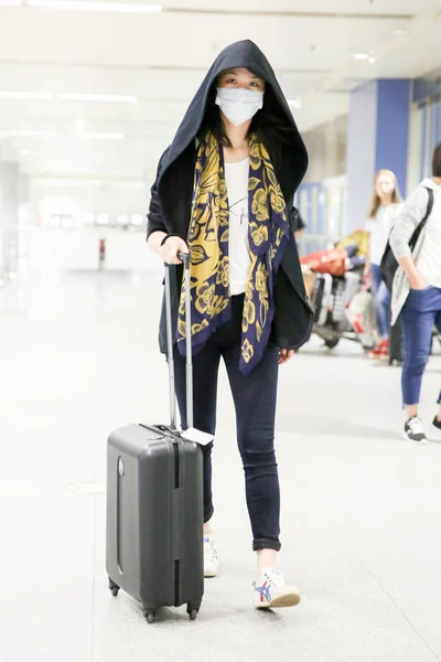 Kinesisk Skådespelerska Tang Wei Avbildas Beijing Capital International Airport Beijing — Stockfoto