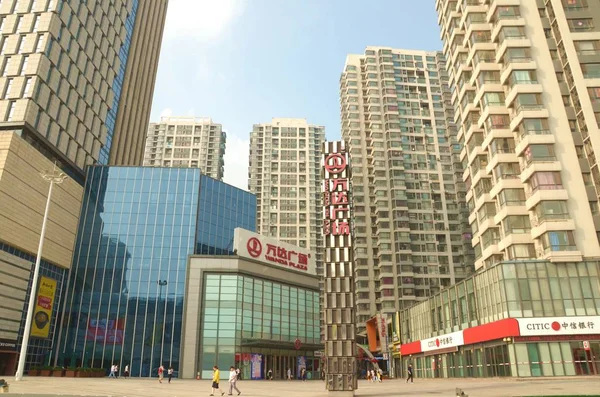 Vista Uma Wanda Plaza Dalian Wanda Group Tianjin China Agosto — Fotografia de Stock