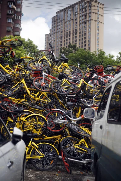 Milhares Bicicletas Serviços Compartilhamento Bicicletas Violação Das Regras Trânsito São — Fotografia de Stock