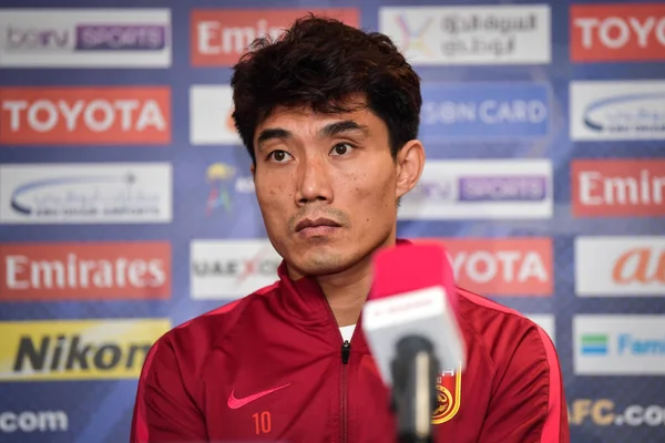 Zheng Zhi För Kinesiska Nationella Herrarnas Fotboll Deltar Presskonferens För — Stockfoto