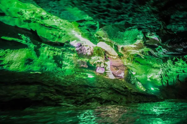 Vue Intérieur Long Système Cavernes Immergées Monde Parc National Benxi — Photo