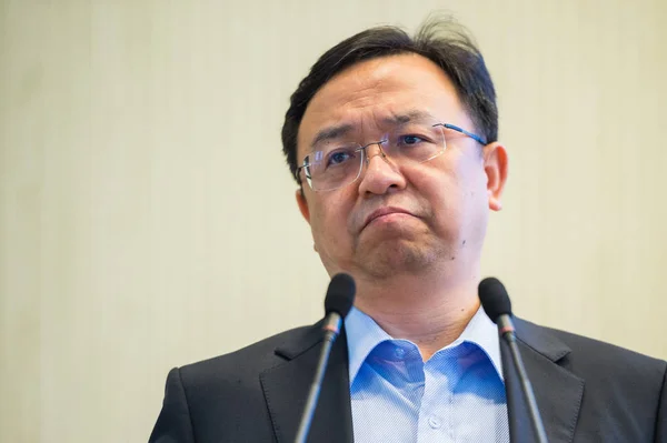 中国汽车制造商 Byd 有限公司创始人 董事长兼 Ceo 公司于2017年9月7日在中国南方广东省深圳市深圳科技大学就职典礼上致辞 — 图库照片