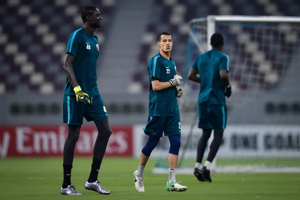 Spelers Van Het Voetbalelftal Van Qatar Deelnemen Aan Een Training — Stockfoto