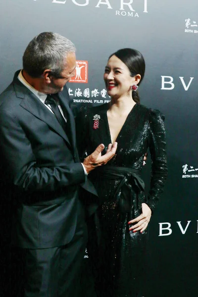 Κινέζα Ηθοποιός Ζανγκ Ζιγί Δεξιά Φτάνει Στο Κόκκινο Χαλί Του — Φωτογραφία Αρχείου