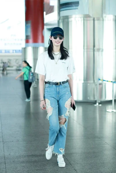 Chinese Model Mengyao Better Known Ming Pictured Beijing Capital International — Stock Photo, Image