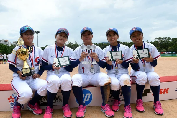 Primo Classificato Giocatori Cinesi Taipei Posano Con Loro Trofeo Dopo — Foto Stock