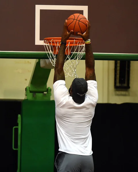 Nba Ster Lebron James Van Cleveland Cavaliers Toont Zijn Basketbal — Stockfoto