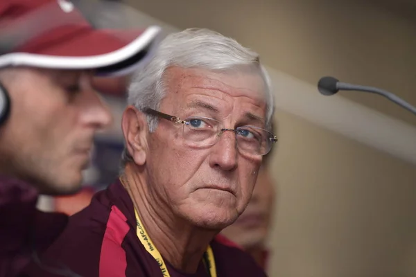 Trener Marcello Lippi Chiński Krajowych Mężczyzn Piłce Nożnej Uczęszcza Konferencji — Zdjęcie stockowe