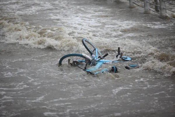 Vélo Service Chinois Partage Vélos Xiaoming Est Moitié Submergé Alors — Photo