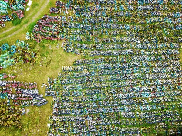 Bicycles Bike Sharing Service Lined Open Space Hangzhou City East — Stock Photo, Image