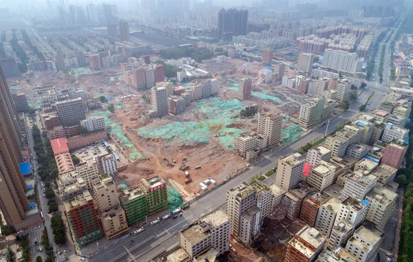Veduta Aerea Edifici Prima Una Demolizione Nel Villaggio Urbano Chenzhai — Foto Stock