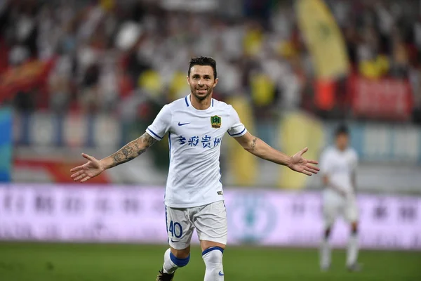 Jogador Futebol Espanhol Ruben Castro Guizhou Hengfeng Zhicheng Comemora Depois — Fotografia de Stock