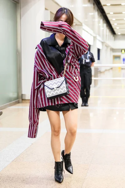 Тайванська Співачки Jolin Цай Зображений Пекінського Міжнародного Столичного Аеропорту Пекіні — стокове фото