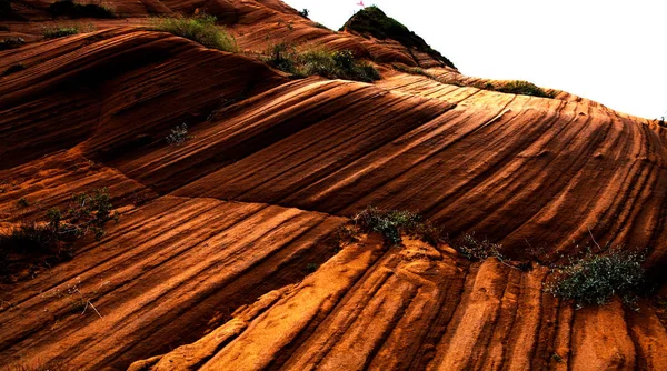 Paisagem Das Formações Rochosas Danxia Landform Longzhou Town Jingbian County — Fotografia de Stock