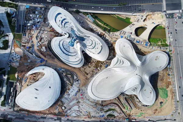 Vista Aérea Dos Locais Construção Centro Internacional Cultura Arte Changsha — Fotografia de Stock