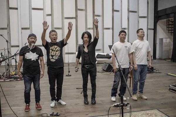 Banda Rock Chinesa Black Panther Participa Ensaio Para Concerto Para — Fotografia de Stock