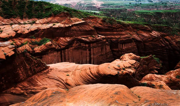 Paisagem Das Formações Rochosas Danxia Landform Longzhou Town Jingbian County — Fotografia de Stock