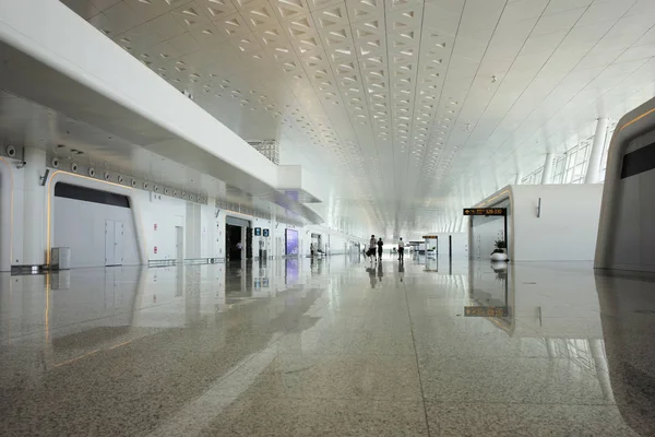 Vue Intérieur Terminal Nouvellement Construit Aéroport International Wuhan Tianhe Pour — Photo