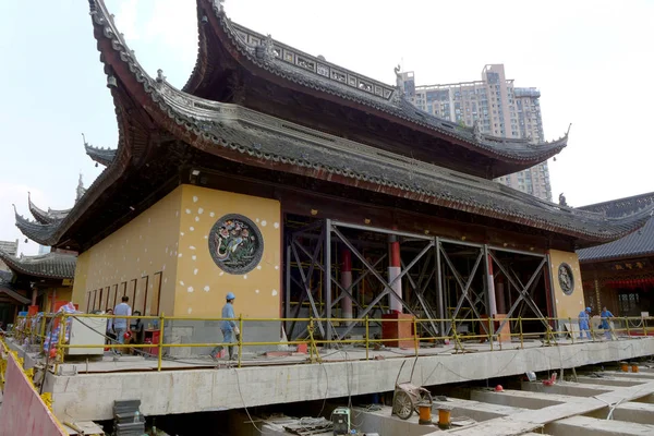 Chinese Arbeiders Worden Gezien Bouwplaats Van Grote Zaal Van Jade — Stockfoto