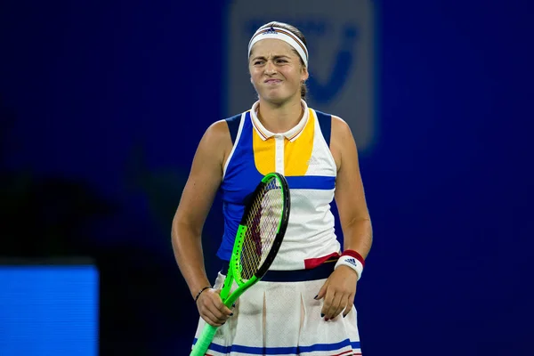 Jelena Ostapenko Della Lettonia Reagisce Dopo Aver Perso Contro Ashleigh — Foto Stock