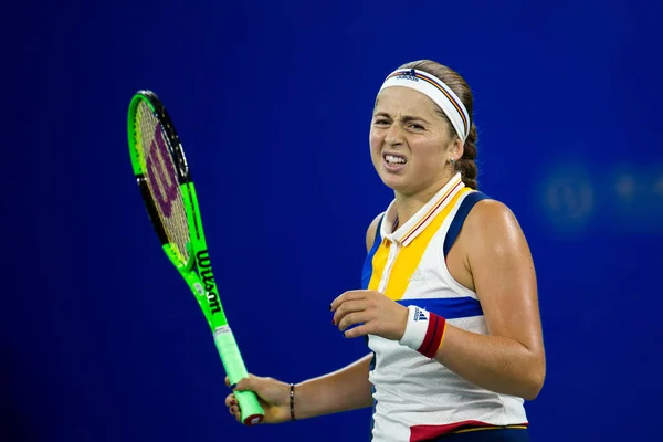Jelena Ostapenko Latvia Reacts Losing Scores Ashleigh Barty Australia Semifinal — Stock Photo, Image
