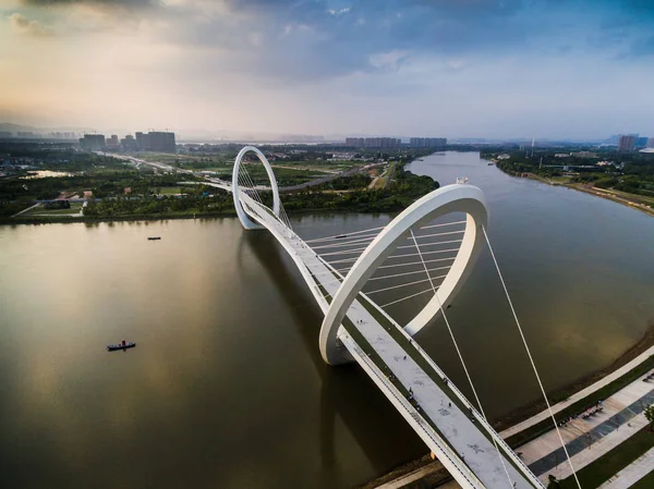 Luchtfoto Van Spick Span Voetgangersbrug Genaamd Nanjing Eye Nanjing Stad — Stockfoto