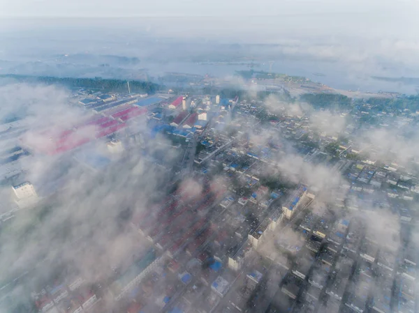 Smoke Descarga Las Chimeneas Planta Energía Jiangsu Xutang China Datang — Foto de Stock
