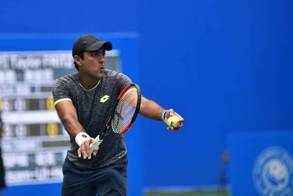 Aisam Haq Qureshi Paquistão Prepara Para Servir Contra Taylor Fritz — Fotografia de Stock