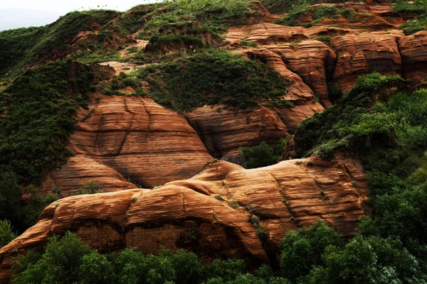Paysage Des Formations Rocheuses Relief Danxia Dans Ville Longzhou Comté — Photo